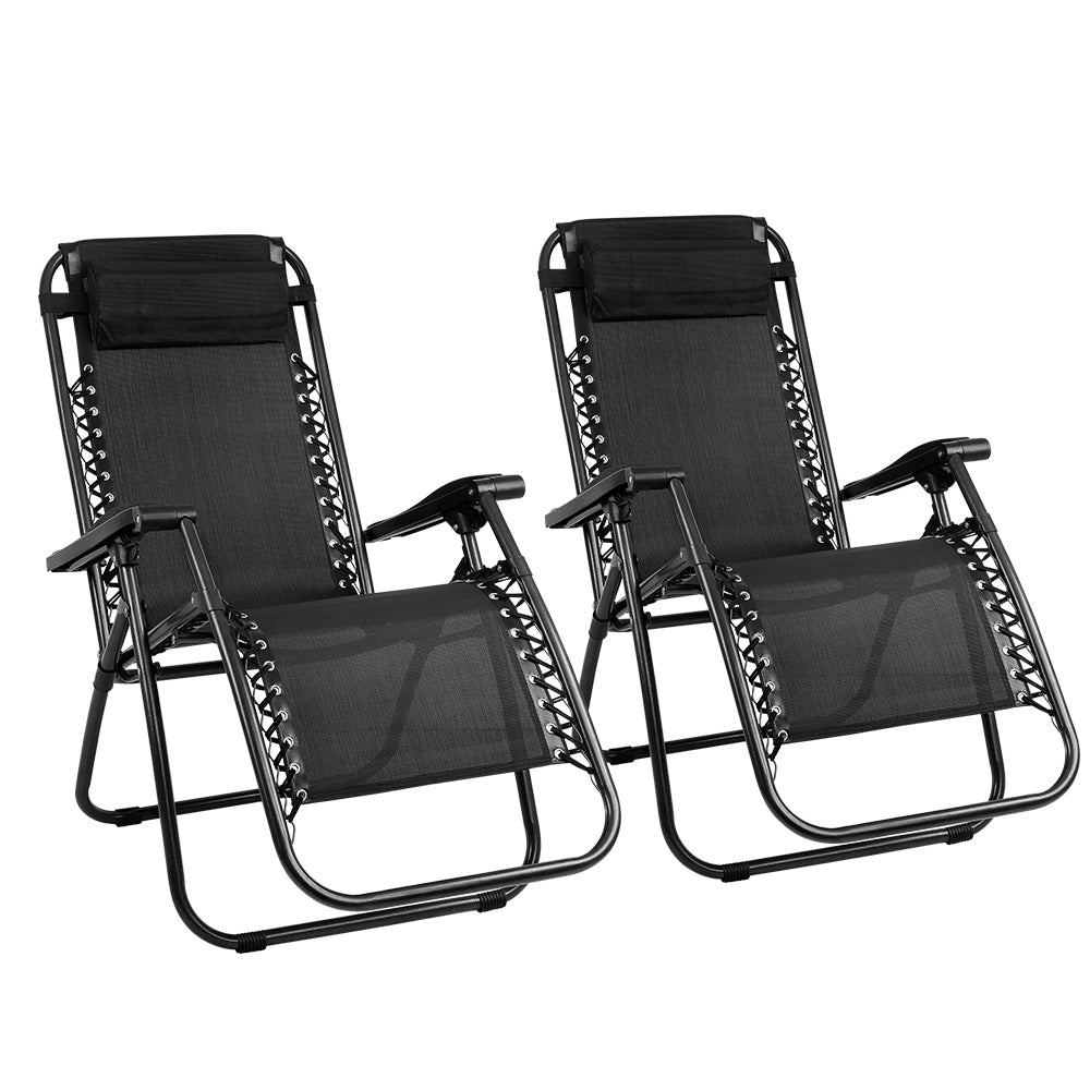 Folding Camping Lounger Black | Zero Gravity Chairs | CampClub.au