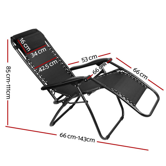 Folding Camping Lounger Black | Zero Gravity Chairs | CampClub.au