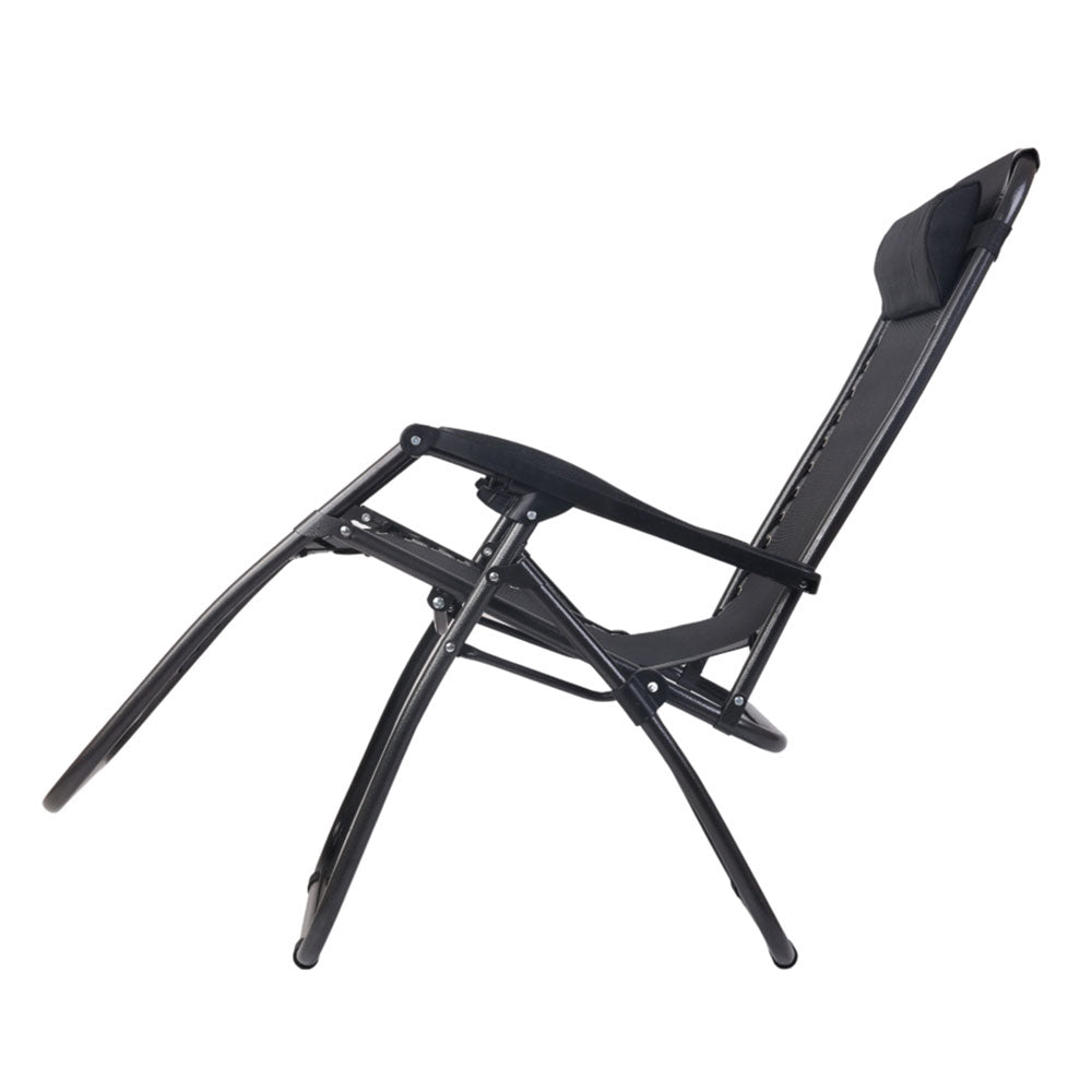 Folding Camping Lounger Black | Zero Gravity Chairs | CampClub.au