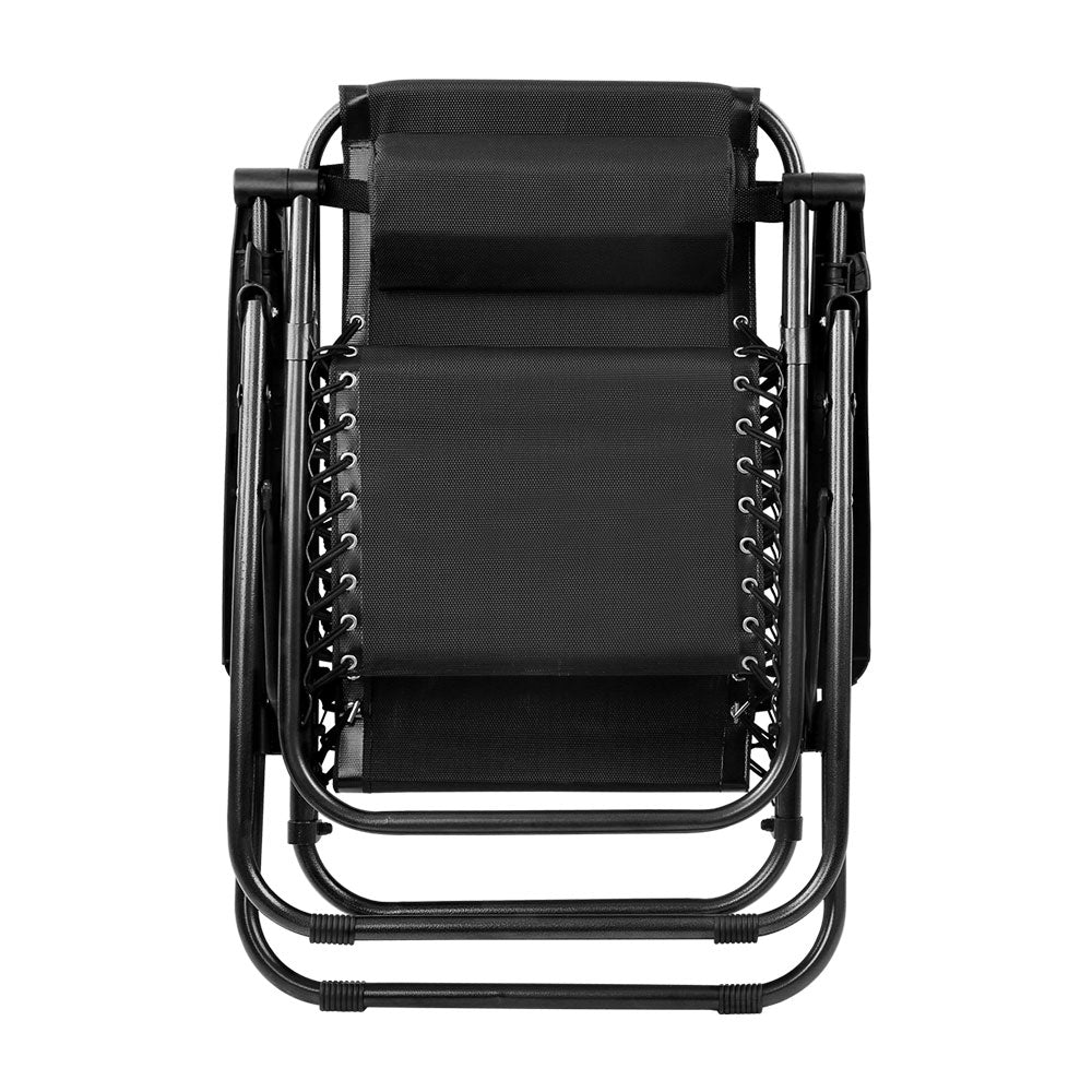 Folding Camping Lounger Black | Zero Gravity Chairs | CampClub.au