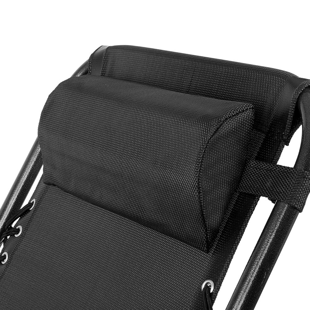 Folding Camping Lounger Black | Zero Gravity Chairs | CampClub.au