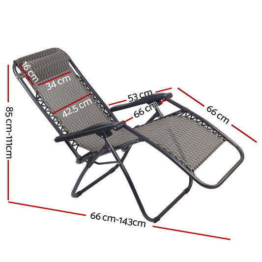 Folding Camping Lounger Grey | Grey Zero Gravity Chairs | CampClub.au