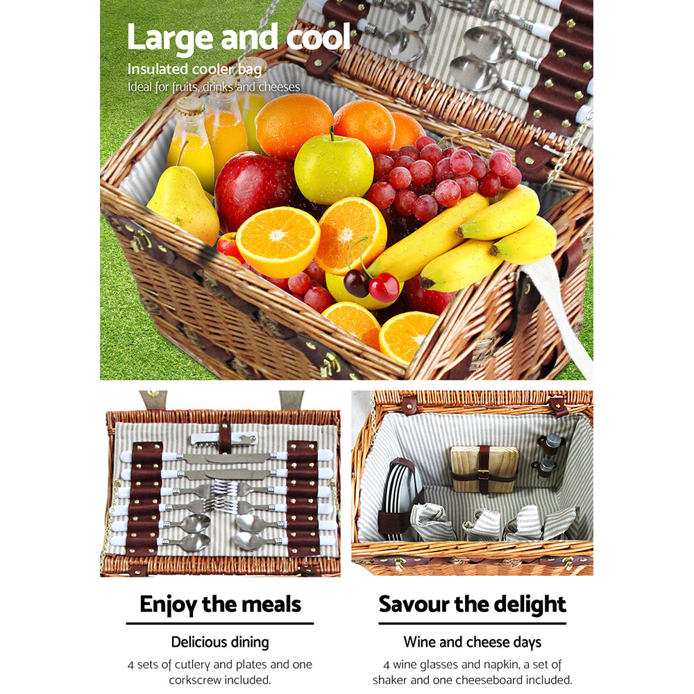Outdoor Insulated Blanket Basket | Wicker Deluxe Basket | CampClub.au