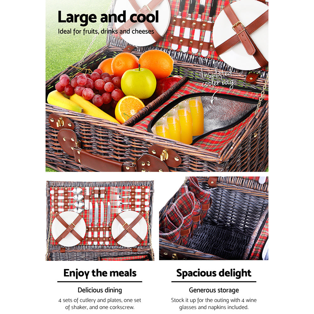 Alfresco Wicker Picnic | 4 Person Picnic Basket | CampClub.au