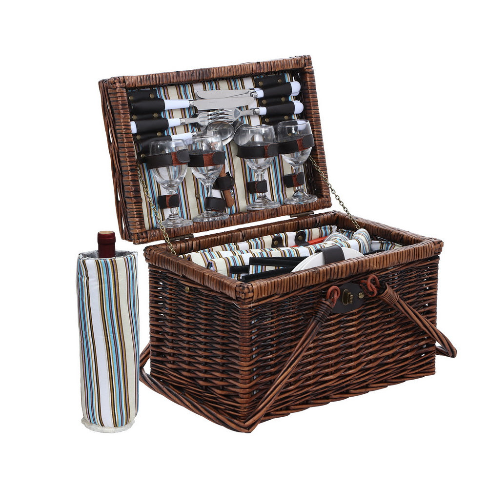 Alfresco 4 Person Picnic Basket | Insulated Liquor Bag | CampClub.au