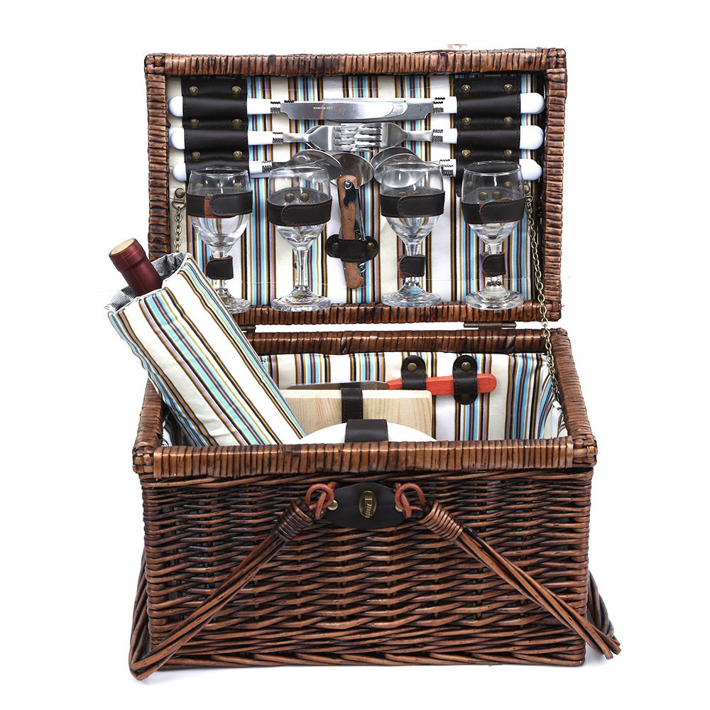 Alfresco 4 Person Picnic Basket | Insulated Liquor Bag | CampClub.au