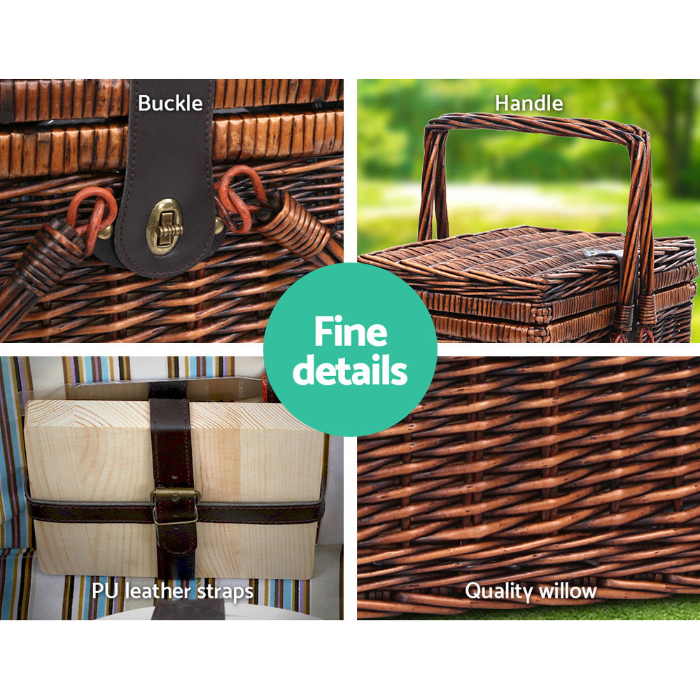 Alfresco 4 Person Picnic Basket | Insulated Liquor Bag | CampClub.au