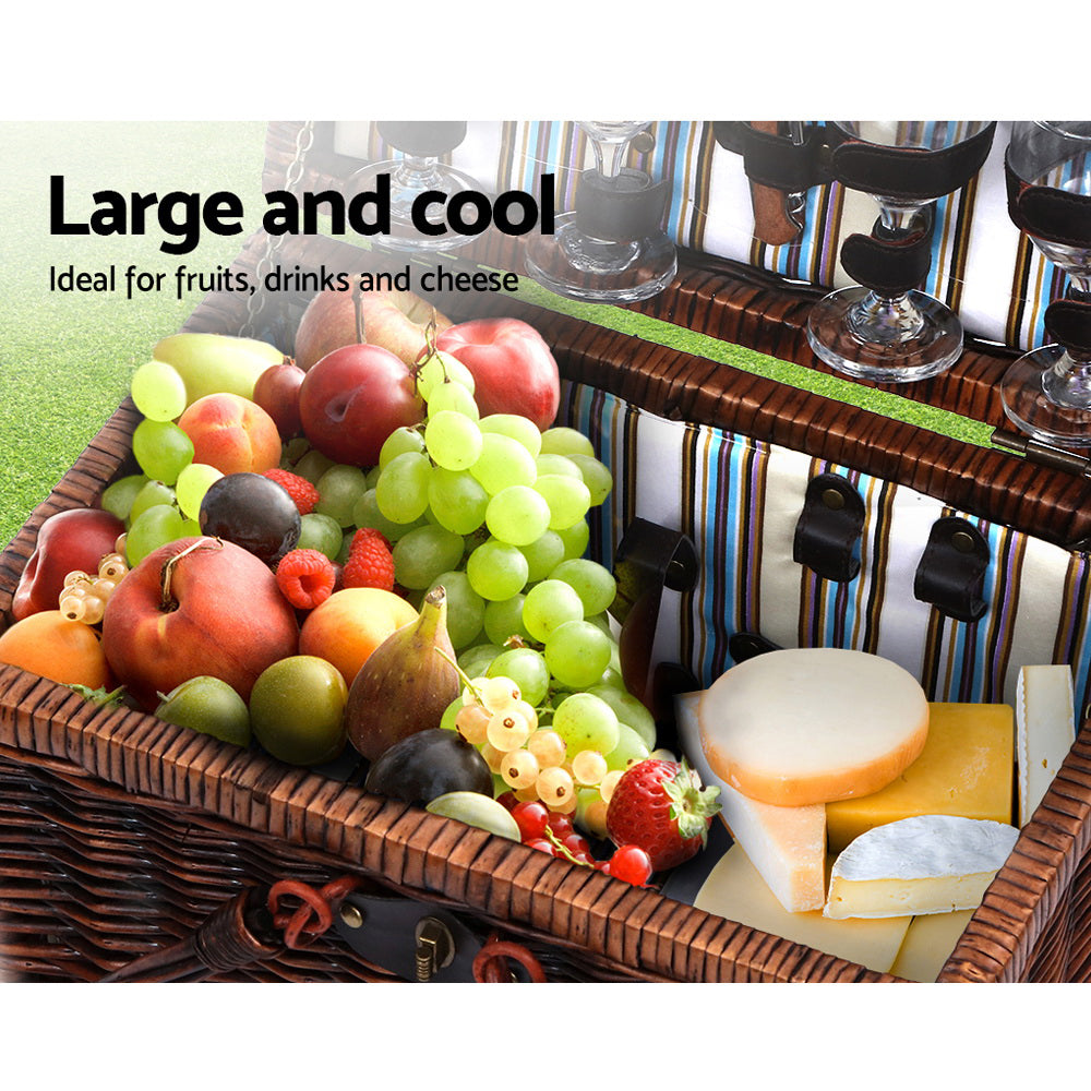 Alfresco 4 Person Picnic Basket | Insulated Liquor Bag | CampClub.au