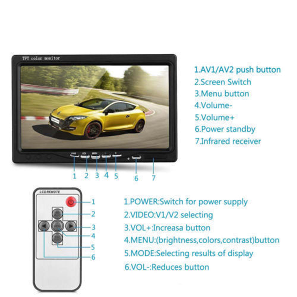7'' Waterproof Monitor Reversing Kit For Truck Caravan