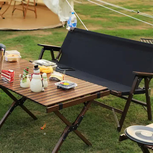 Aluminum Alloy Outdoor Double chair, walnut black