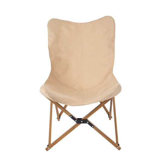 Outdoor Folding Chair Portable Camping Leisure Camping Table and Chairs Aluminum Alloy Balcony Lounge Chair (Color : Khaki)