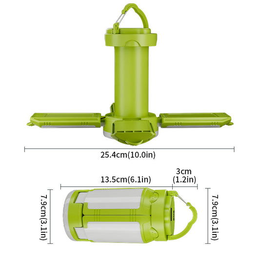 Green Foldable LED Camping Lantern with 6 Modes & Type-C Output - 48LED, IPX4 Waterproof, 3 Styles