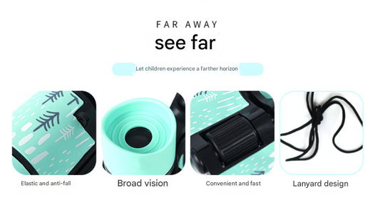 2 PCS Red Kids Binoculars - Rubber Grip, Tree Pattern