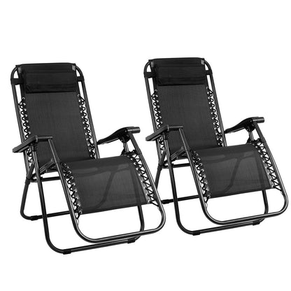 Folding Camping Lounger Black | Zero Gravity Chairs | CampClub.au