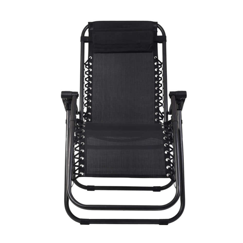 Folding Camping Lounger Black | Zero Gravity Chairs | CampClub.au