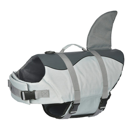Size S Grey Pet Life Jacket for Dogs - Summer Swimming Safety Vest with Shark Fin for Small to Large Breeds