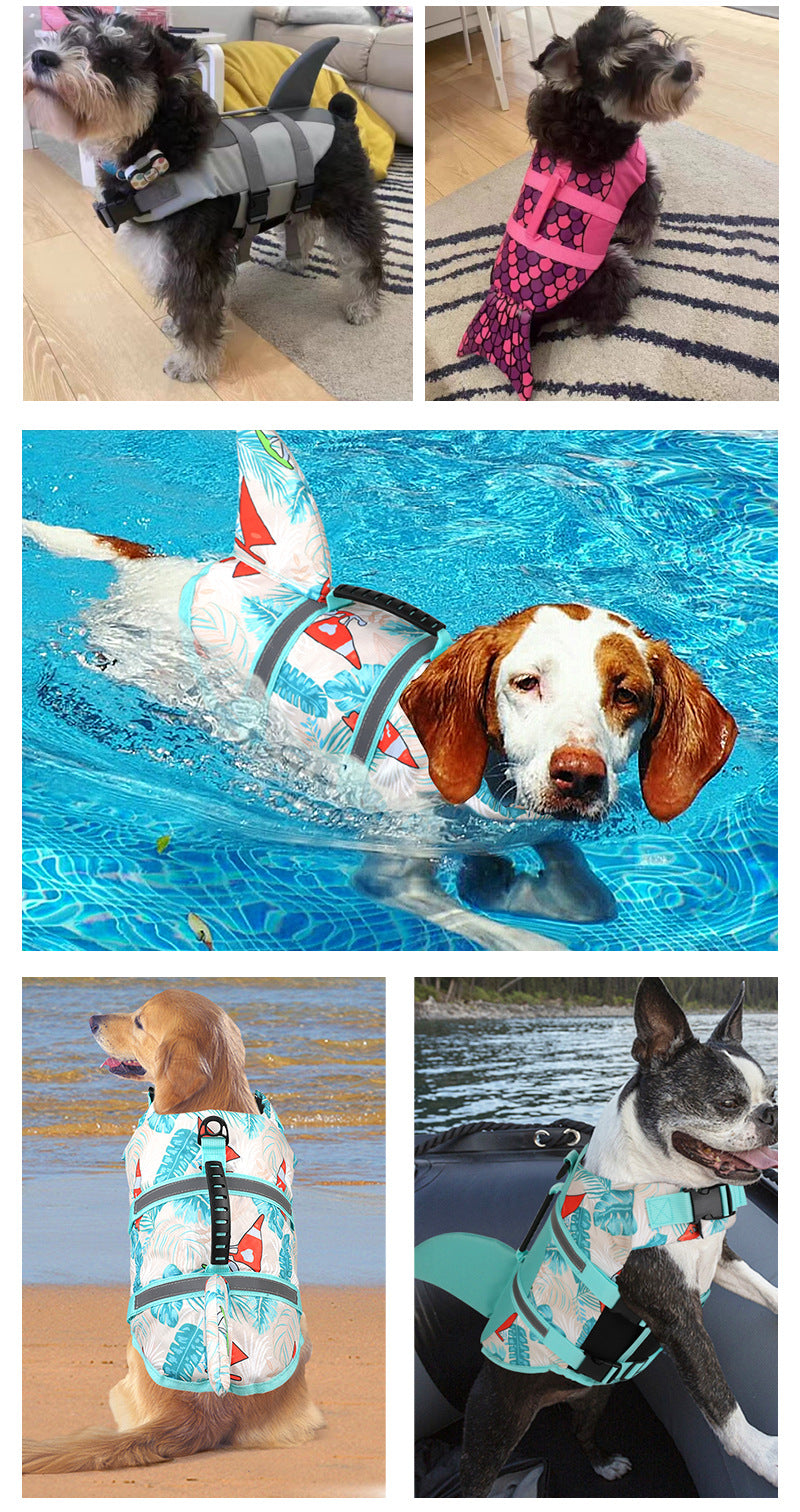 Size S Grey Pet Life Jacket for Dogs - Summer Swimming Safety Vest with Shark Fin for Small to Large Breeds