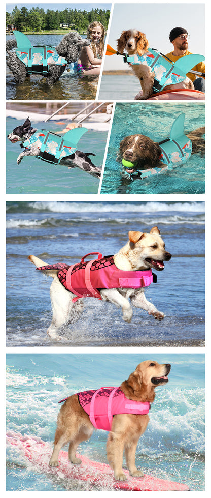 Size S Grey Pet Life Jacket for Dogs - Summer Swimming Safety Vest with Shark Fin for Small to Large Breeds